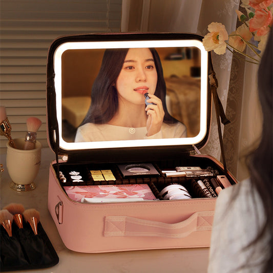 Smart Travel Makeup Bag with LED and Mirror