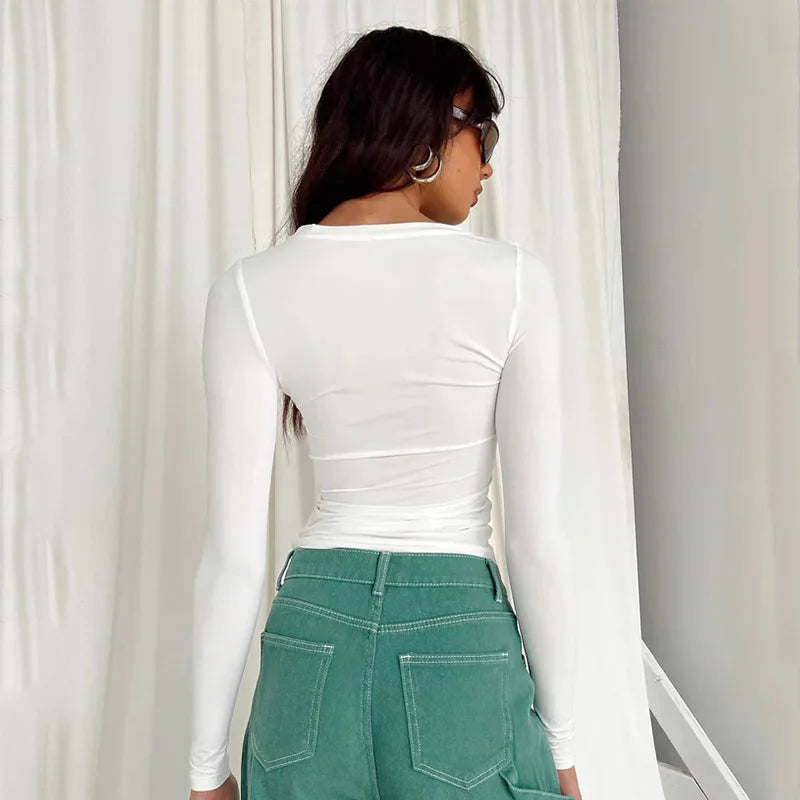 Long Sleeve Slim Fit Casual Tee For Women