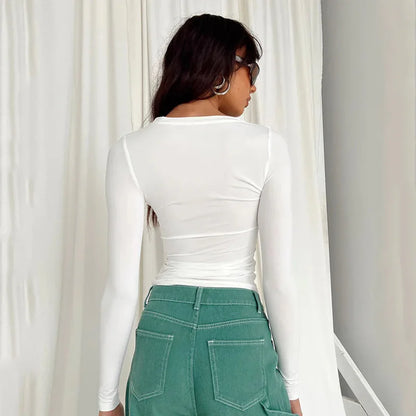 Long Sleeve Slim Fit Casual Tee For Women