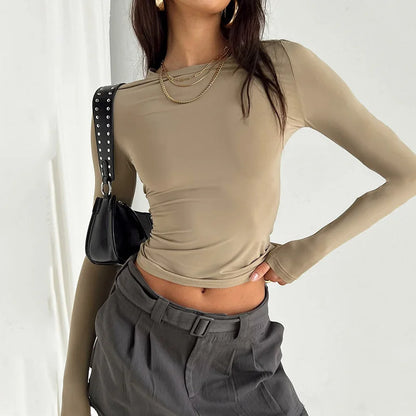 Long Sleeve Slim Fit Casual Tee For Women