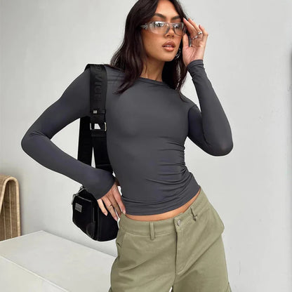 Long Sleeve Slim Fit Casual Tee For Women