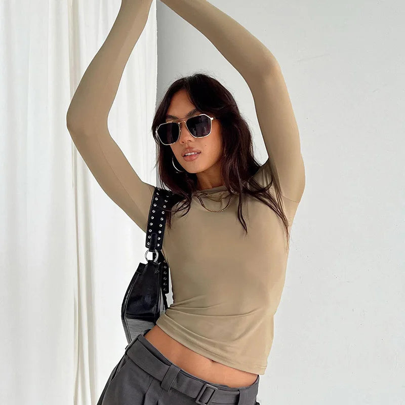 Long Sleeve Slim Fit Casual Tee For Women