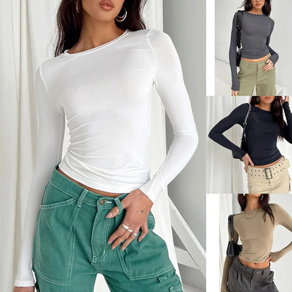 Long Sleeve Slim Fit Casual Tee For Women
