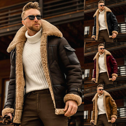 Military Fleece Winter Jacket with Fur Collar